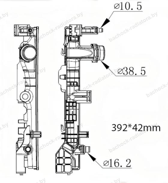 Бачок радиатора BMW 5-Series G30, G31, 6-Series G32, 7-Series G11, G12, 8-Series G14, G15, G16 напорный левый (2015-2025)