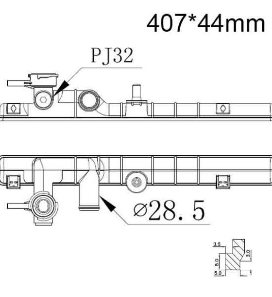 Бачок радиатора Hyundai Amica 1, Atos напорный верхний (1997-2007)