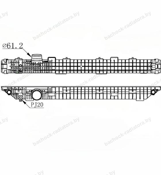 Бачок радиатора Mercedes Actros MP4, Antos Евро 6 сливной нижний 999 мм (2011-2018)