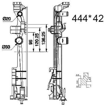 Бачок радиатора Infiniti, Mercedes-Benz A-Class W176, B-Class W246, CLA-Class C117, GLA-Class X156, Q30, QX30 напорный левый (2011-2024)