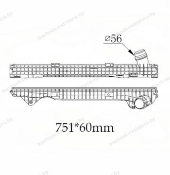 Бачок радиатора Scania G, L, P, R, S-series Евро 6 сливной нижний 750 мм (2017-2024)